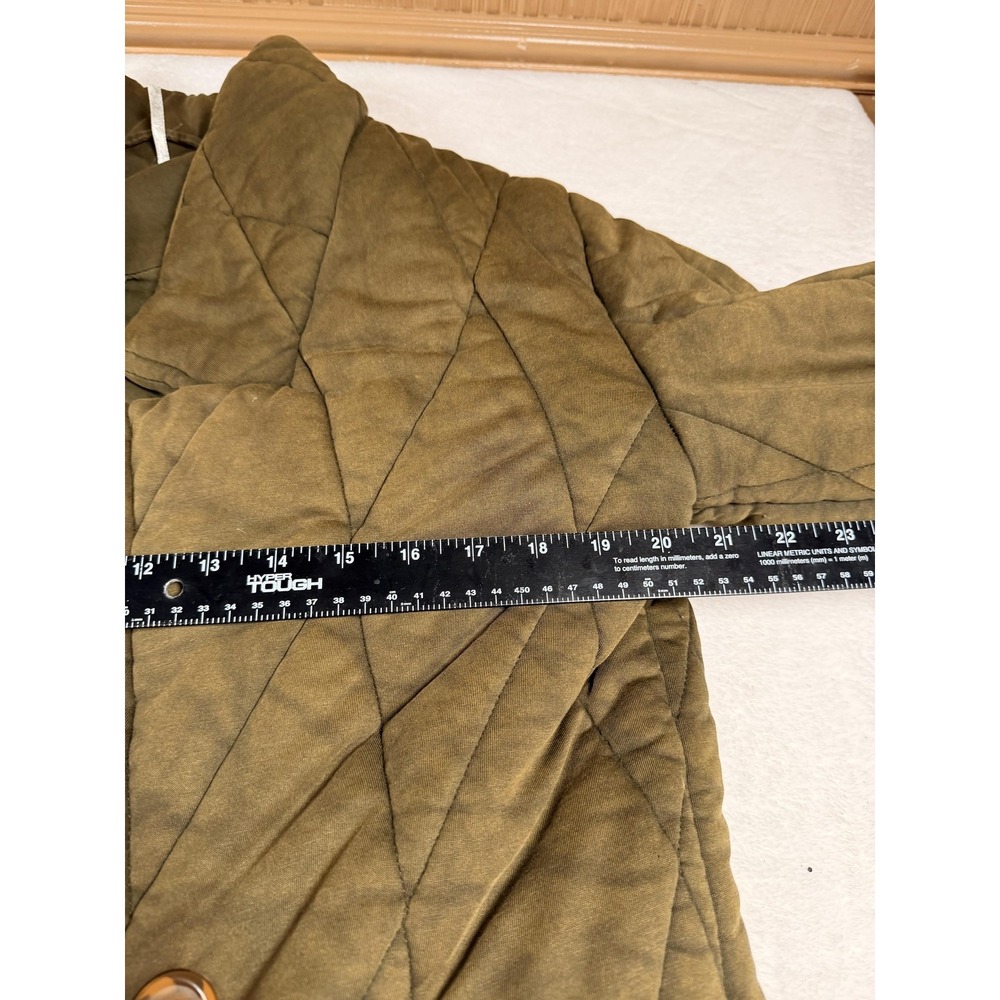 Free People Quilted Puffer Jacket Olive Green Double Breasted Oversized XS - Picture 13 of 15